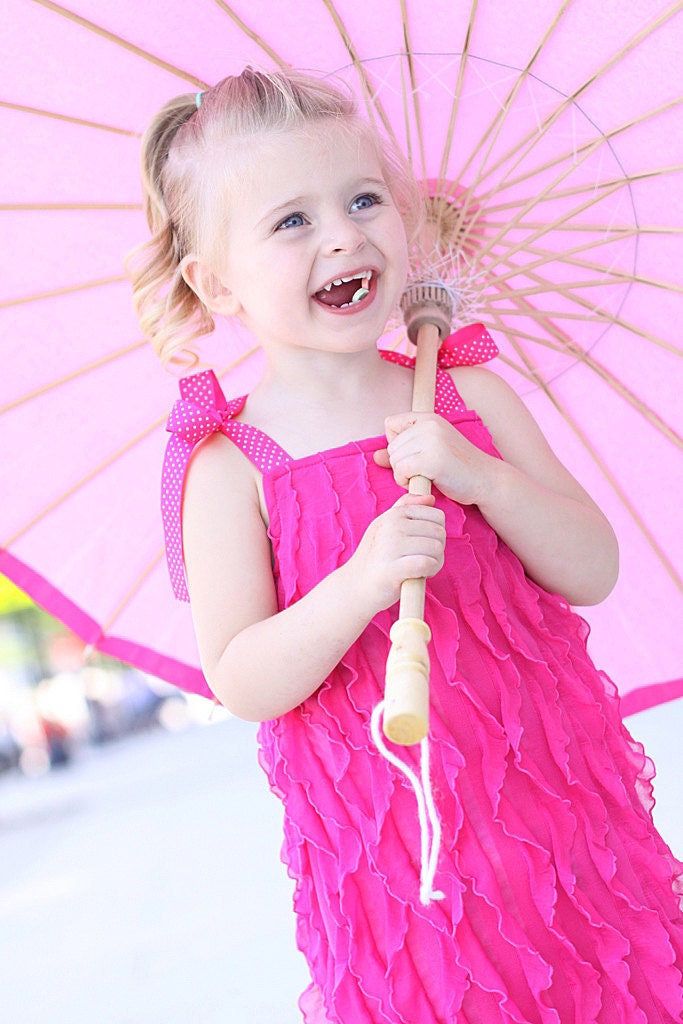 Hot Pink Waterfall ruffles dress by TrendieTreasures on Etsy