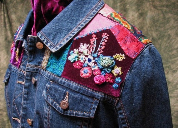 Custom-reserved Crazy Quilt Jean Jacket for by nameoftherose
