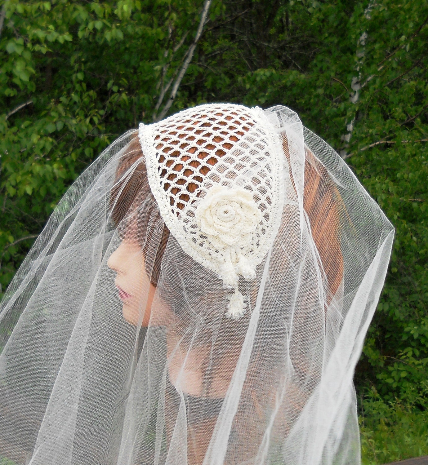 Bridal Fascinator Veil Crochet Pattern PDF INSTANT DOWNLOAD.