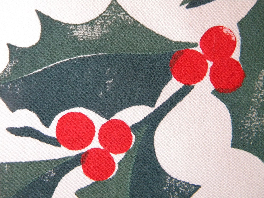 Outdoor pillow holly Christmas green red 20 inch by crabbychris