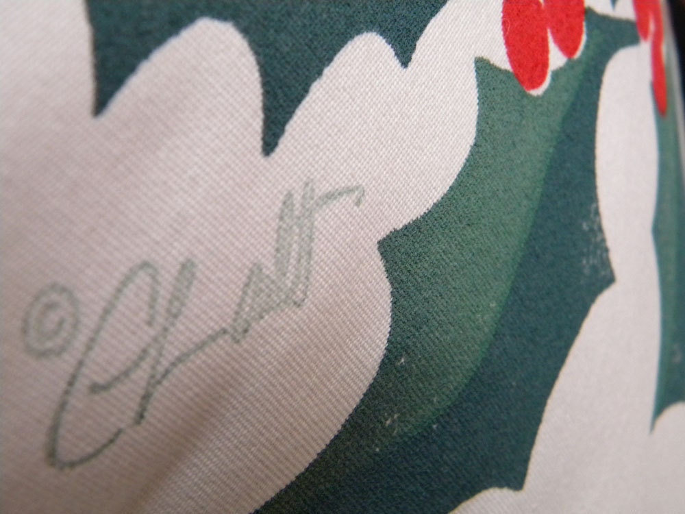 Outdoor pillow holly Christmas green red 20 inch by crabbychris