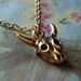 Animal Skull Charm Necklace -Antique Gold Dimensional Skull Charm