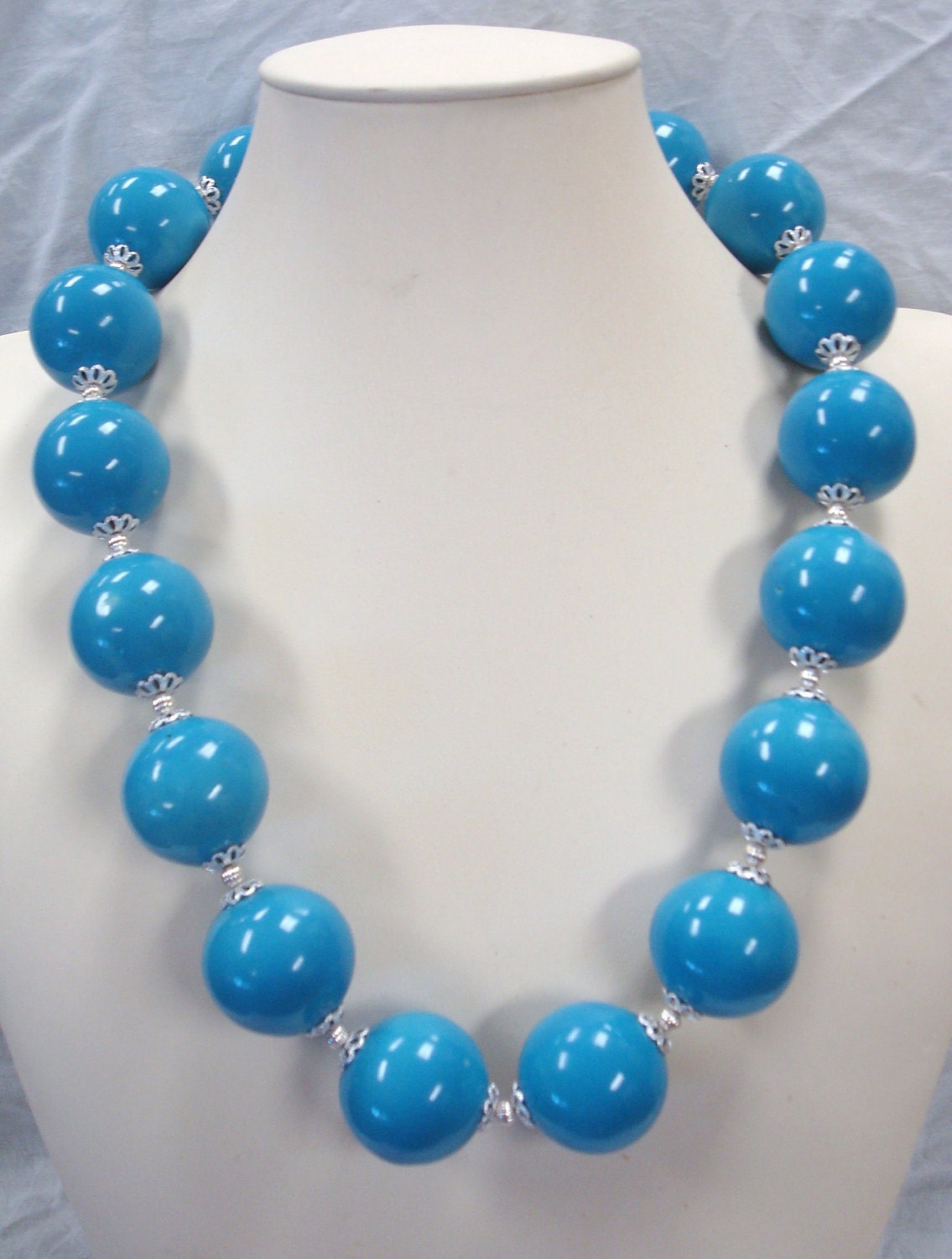 Big Bead Necklace Royal Blue Ceramic by DesignsbyCJ on Etsy