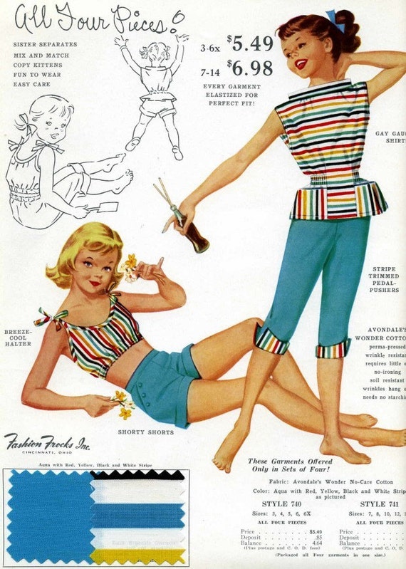 1950s Girls Summer Clothes Advertisement Fashion Frocks 740