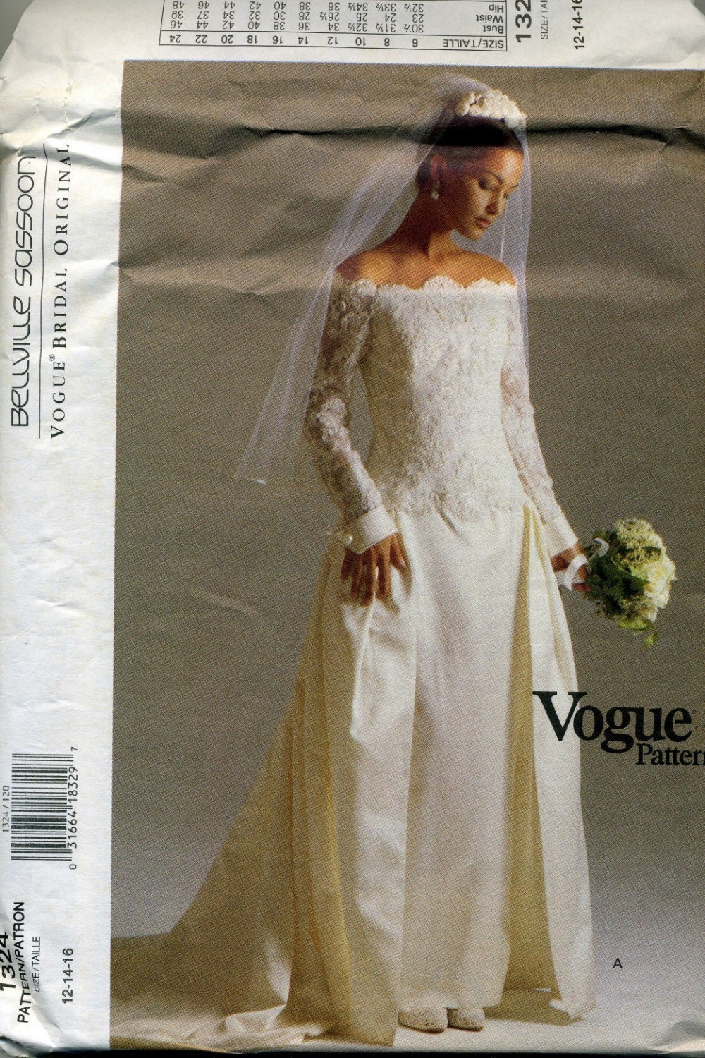 Vogue DESIGNER Wedding Dress Pattern Bellville Sassoon 1324