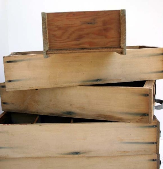 12 Vintage Wood Shop Drawers / Industrial Storage Drawers