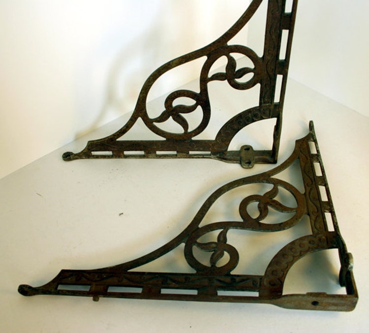 Vintage Shelf Brackets Fancy Cast Iron By ConceptFurnishings