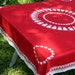 Vintage Red Tablecloth Angels and Hearts