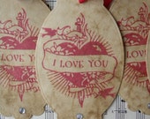 Items similar to I Love You Tags ... set of 6 on Etsy