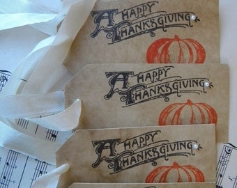 Happy Thanksgiving Tags - Thanksgiving Decor - Pumpkin tags - Thanksgiving Tags