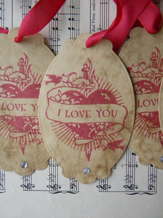 Items similar to I Love You Tags ... set of 6 on Etsy