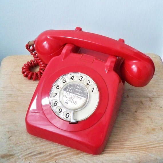 Vintage Red Rotary Dial Telephone GPO Model 706F Bright Red