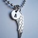 Wing Necklace -- Sterling Silver with Custom Initial Charm -- Always With You
