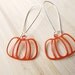 Pumpkin Earrings, Orange Filigree on Long Ear Wires, Dangle Earrings, Fall, Halloween Jewelry