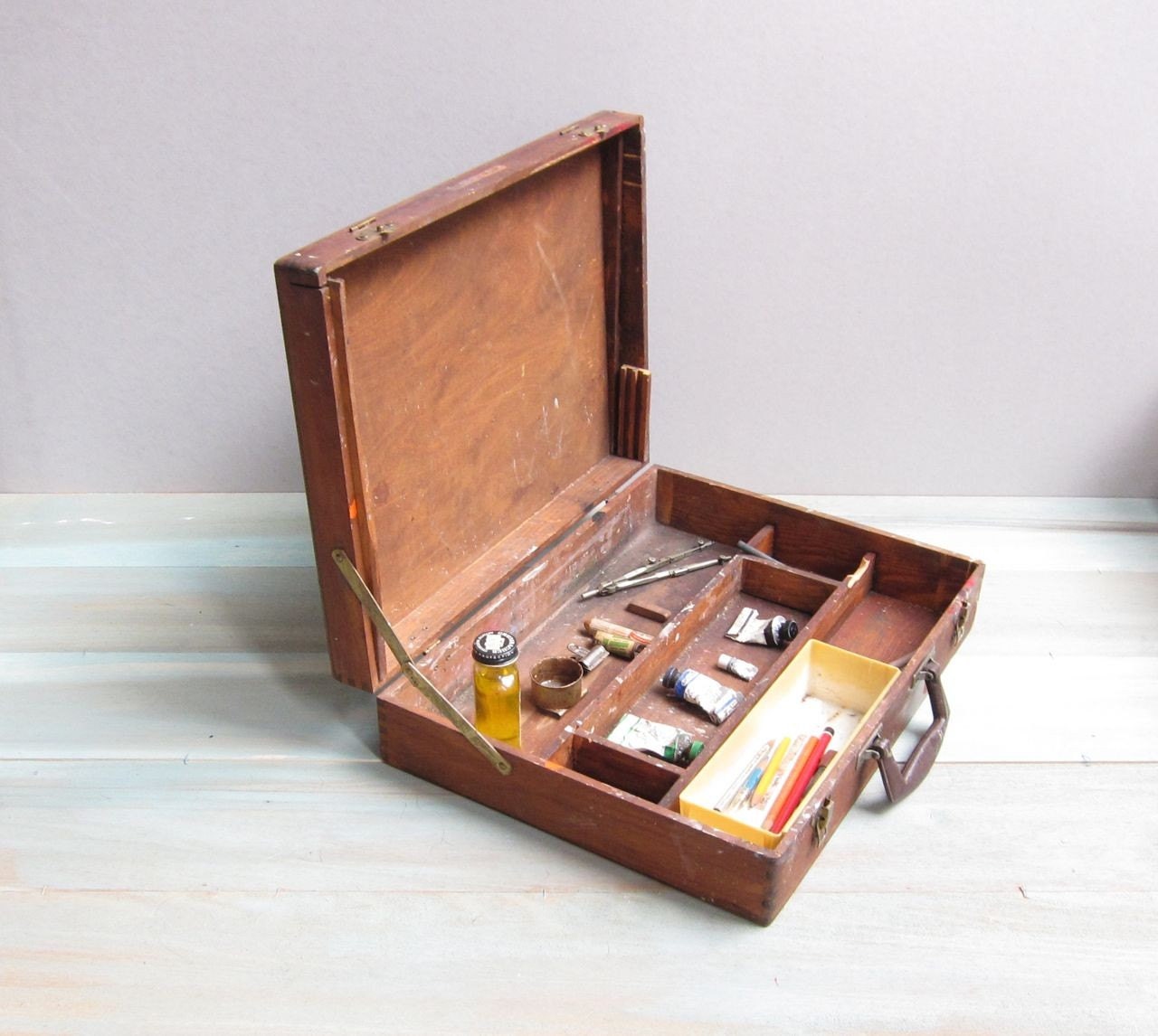 Starving Artist Gift Vintage Portable Art Box with Supplies