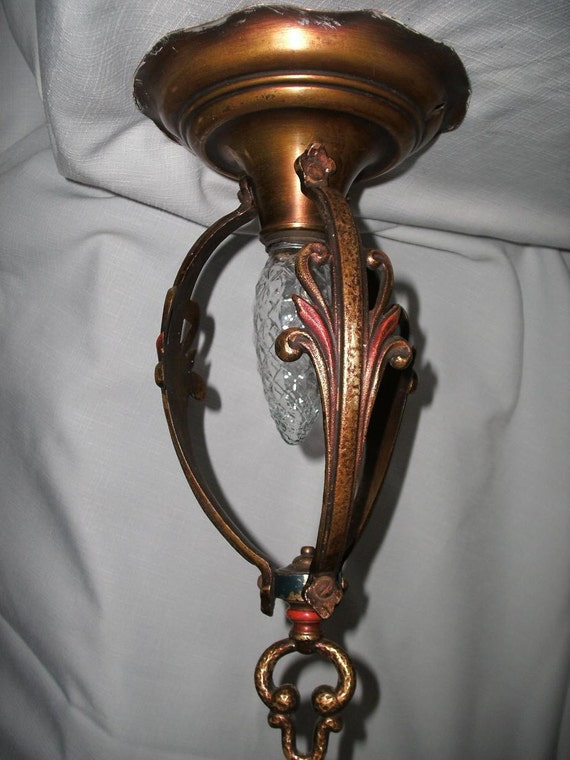 Art Nouveau Flush Mount Ceiling Light Fixture Early