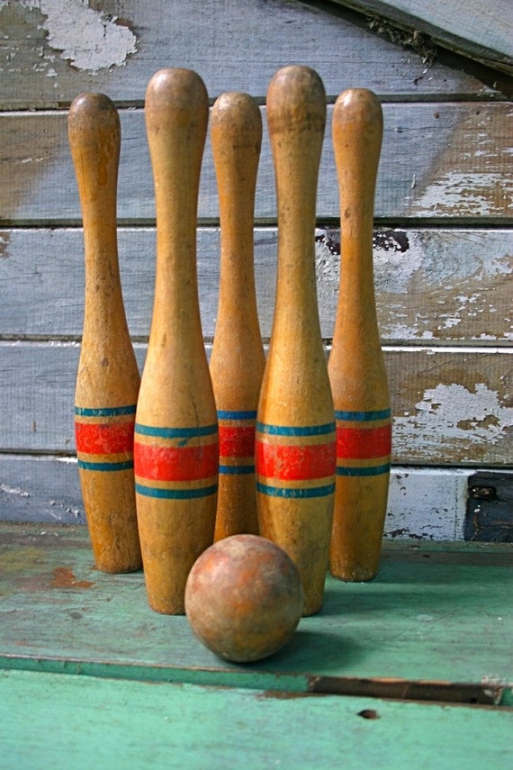 vintage toy bowling set