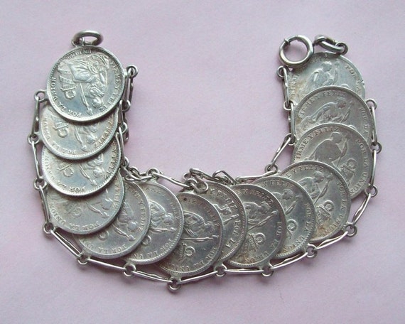 1910s Peruvian Dinero Silver Coin Bracelet