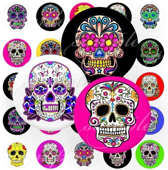 Sugar Skulls Digital Collage 413 Sheet 3/4 inch by sweetcolours