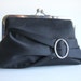 Oval Rhinestone Black Bridal Wedding Clutch Purse Bridesmaid Gift Bag