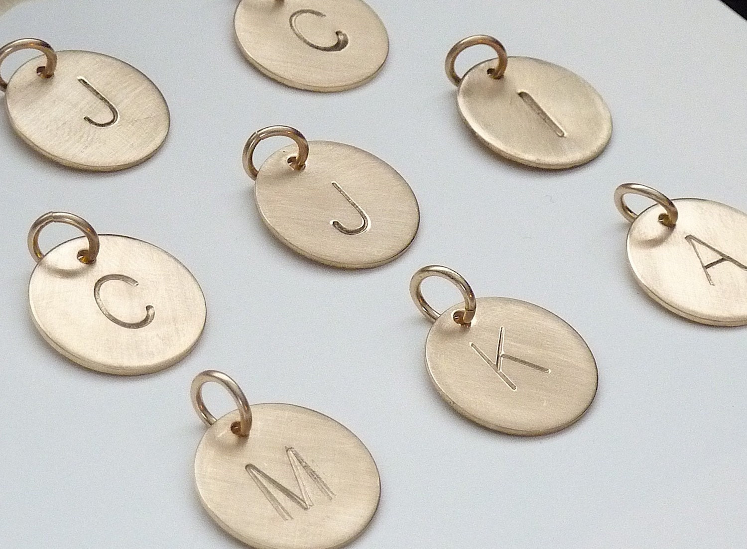 Initial Charms Gold Initial Charm Hand stamped jewelry by m.