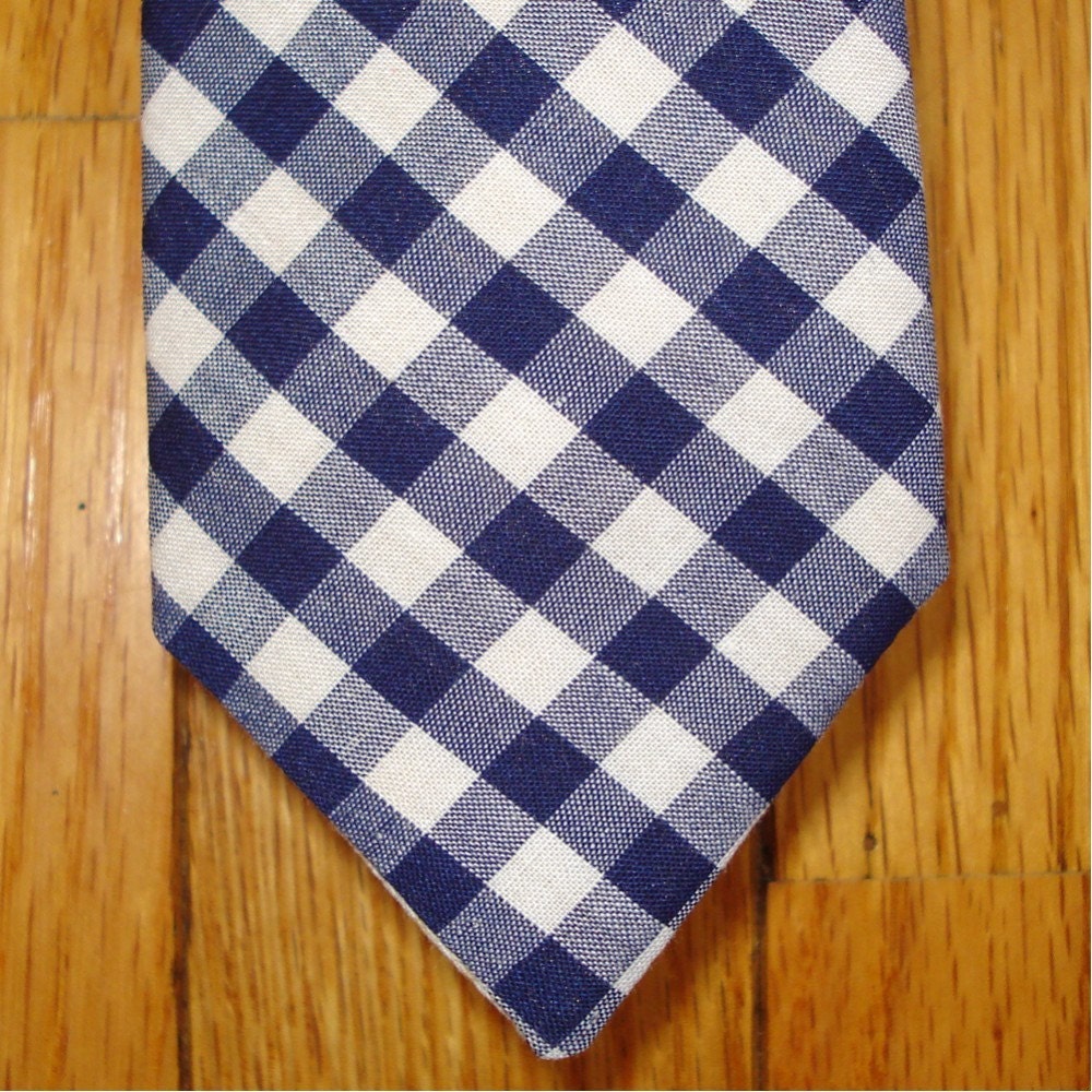 Navy Blue Gingham Tie