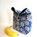 Lunch bag. Eco friendly reusable lunch tote, blue white modern bold