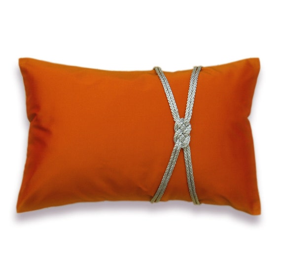 Orange Silver Decorative Oblong Pillow Case 12 x 18 in JESSICA