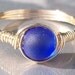 Cobalt Blue Faux Sea Glass14k Gold Filled Wire Wrapped Custom Sized Ring