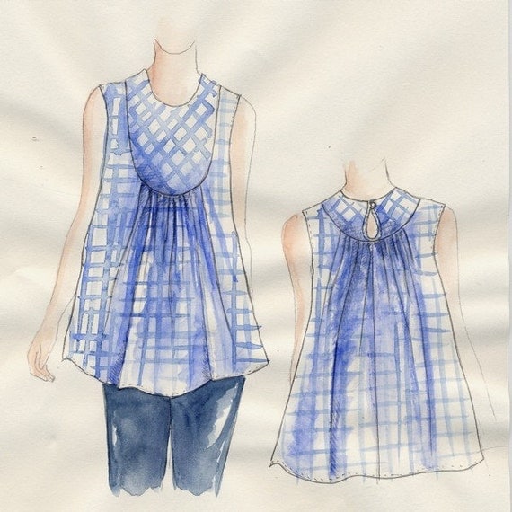 Handmade Sewing Pattern Women's Smock Top/ Tunic S/M