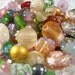 Glass Bead Assortment, Chunky Czech, Lamp work Loose variety Mix , ROSE GARDEN, Pinks, Greens, Blue Green, Golden, Hand Selected