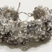 FROSTY WINTER Wedding Cuff Bracelet, Soft White, Grey, ICE Smokey Quartz, Sparkling Crystals, Freshwater Pearls, Hand Knit by Sereba Designs