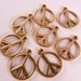 Gold Peace Sign Charms 8 Peace Sign Beads Gold Findings Gold Charms