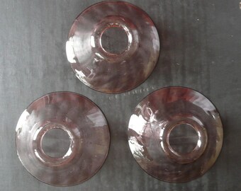 Three Late Victorian Amethyst Glass Light Shades