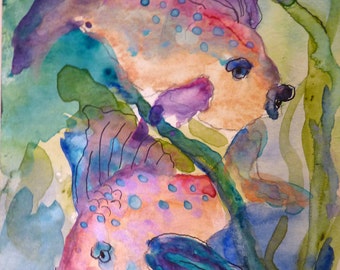 Pisces Watercolor Print by Maure Bausch