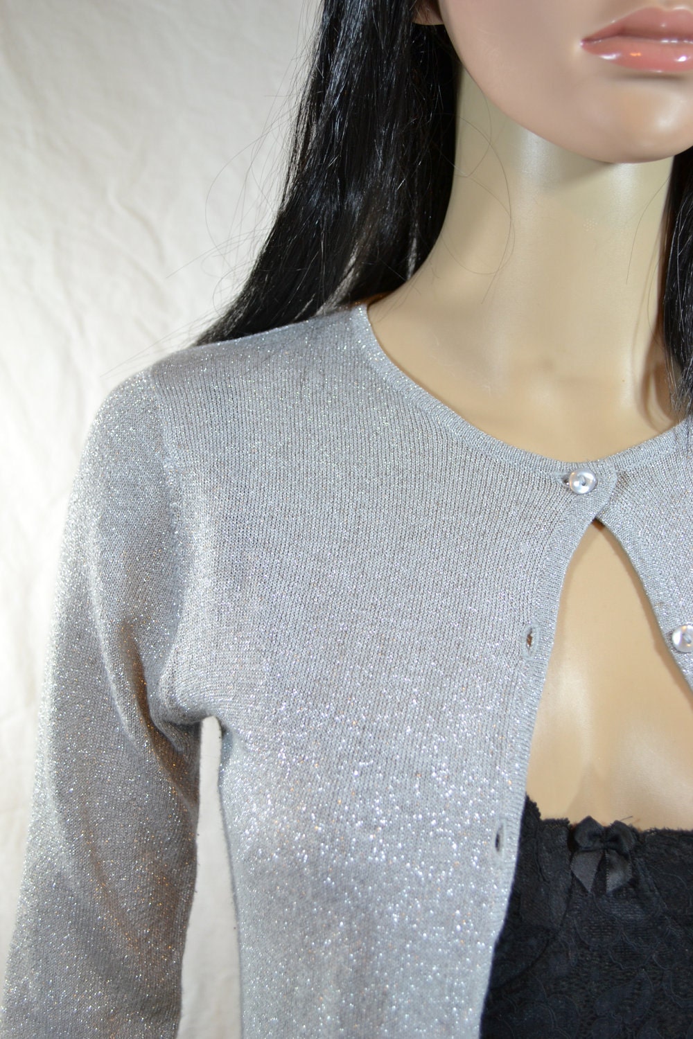 dressy silver cardigan sweater