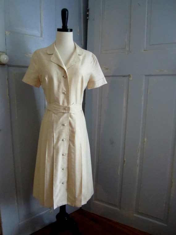 Vintage 1960s Dress Vintage Linen Dress Off by SassySisterVintage