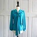 Vintage Silk Blouse, 1970s Turquoise Blouse, Turquoise Blue Blouse SM MED