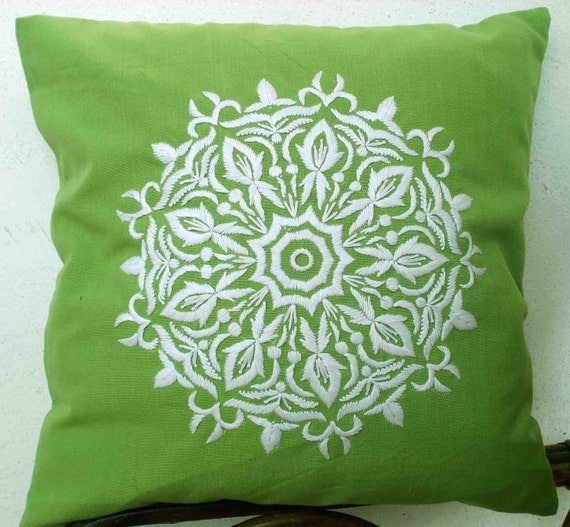 16x16 decorative pillow in lime green