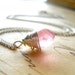 Pink Quartz Necklace, Sterling Silver Wire Wrapped Teardrop Briolette Pendant