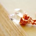 Copper Crystal Earrings, Wire Wrapped, Sparkling Clear Crystals