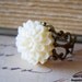 Ivory Dahlia Ring, Antiqued Brass Filigree, Flower Jewelry, Shabby Chic Cream Off White