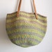 Ombre Woven Sisal Bag - Round Shopping Tote - Leather Straps