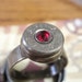 357 Magnum Bullet Casing Up Cycled Ring Nickel Silver Shell Casing w Red Crystal in Adjustable Antique Brass Setting SIZE 7 - 11