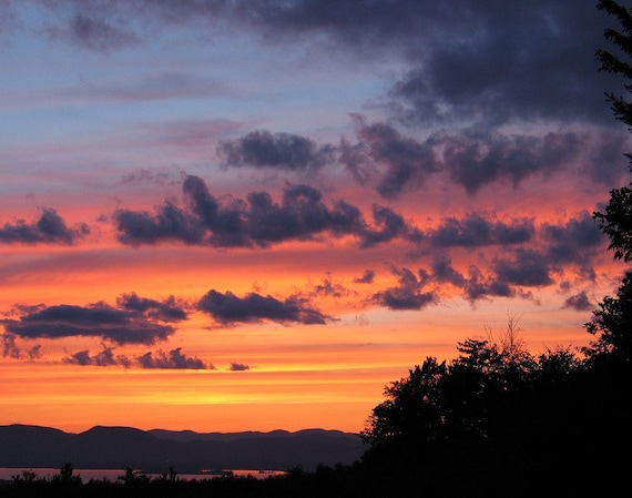 Photo Print of sunset on Sacandaga lake in the Adirondacks - Cotton and Satin