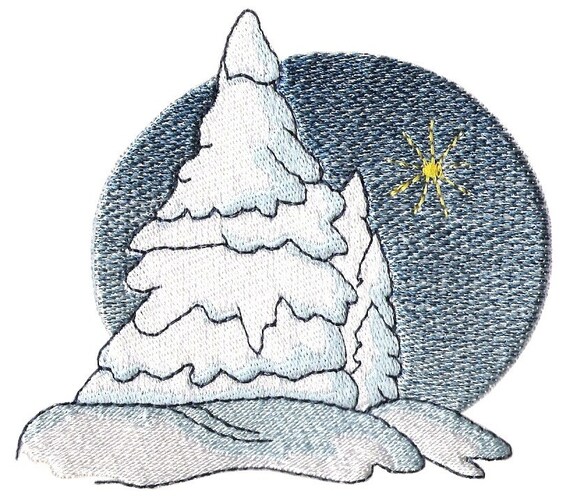 Winter machine embroidery design snow covered tree by embroidalot
