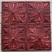 2'x2' Antique Ceiling Tin Tile Circa 1895. FRAMED Ready to Hang. Red. Great for magnet board as well.