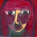 Studio Moving SALE - Original Acrylic Painting Of A Beautiful Woman Wearing Red, Acrylic on Wood Block by Rina Miriam Drescher