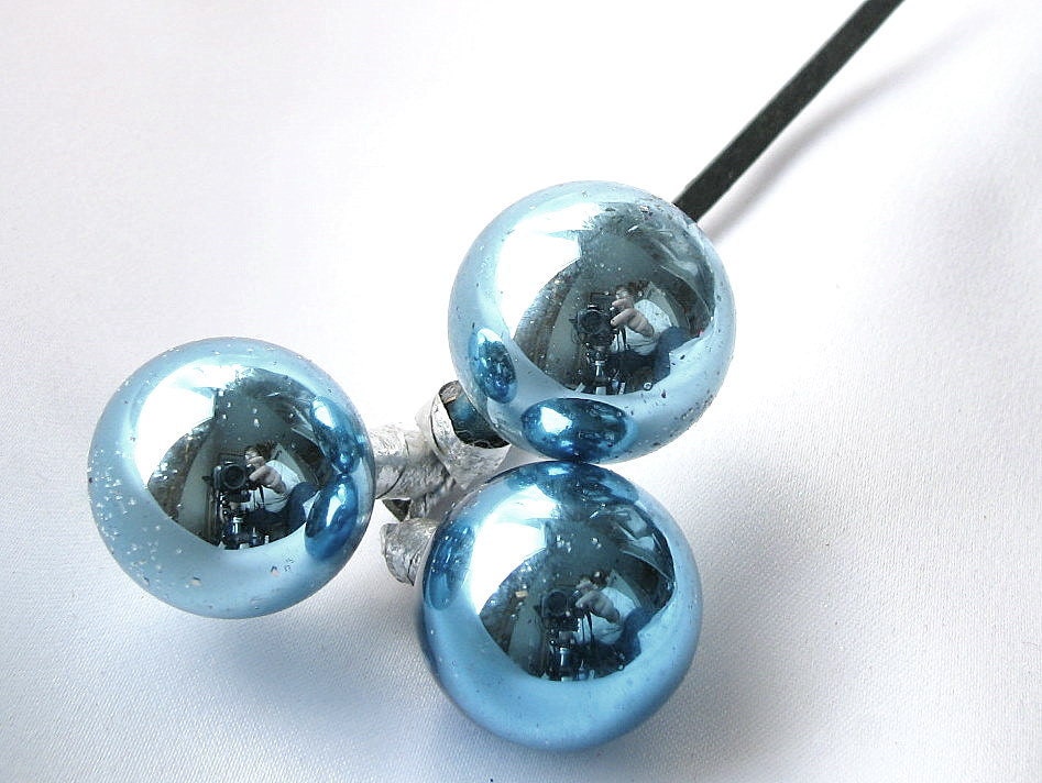 Blue Christmas Ornament Bulb Pick by bytheinch on Etsy