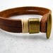 minimalism style Blank leather bracelet BROWN Short size /YT03